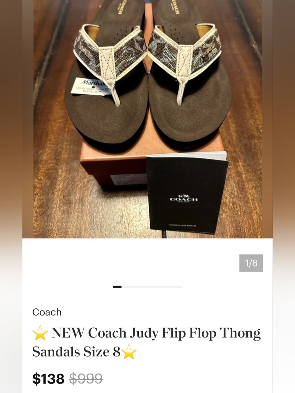 Coach Judy Women's Tan Signature Leather Thong Sandal US 7.5 - Picture 16 of 16